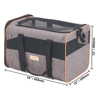 VEVOR Cat Carrier With Wheels, Airline Approved Rolling Pet Carrier With Telescopic Handle And Shoulder Strap, Dog Carrier With Wheels For Pets Under 22 Lbs, With 1 Folding Bowl, Grey,